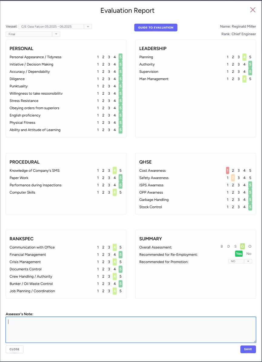 Evaluation Report Form